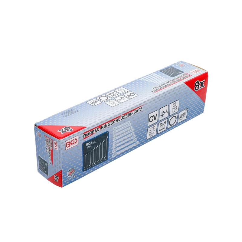 Double Ring Spanner Set | offset | 6 x 7 - 20 x 22 mm | 8 pcs.