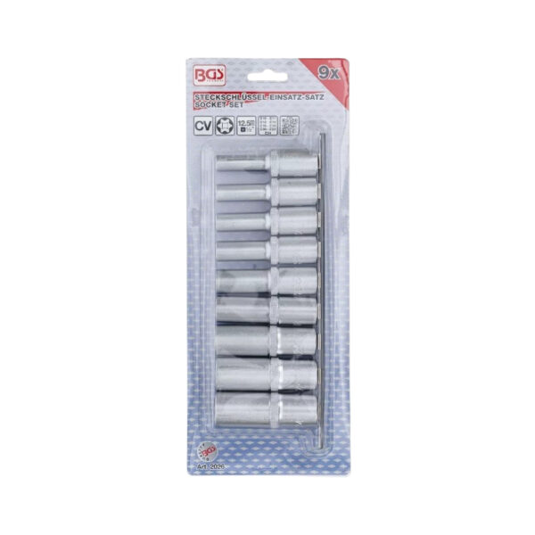 Socket Set, E-Type, deep | 1/2 Drive | E10 - E24 | 9 pcs.