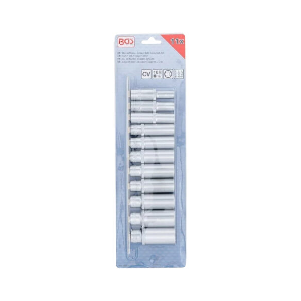 Socket Set, Hexagon, deep | 3/8 Drive | 8 - 19 mm | 11 pcs.