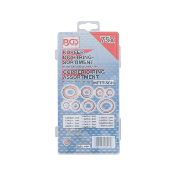 Seal Ring Assortment Copper Metric for Oil Drain Plugs 75 pcs. - Image 2