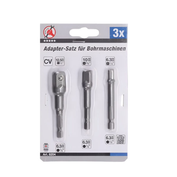 Electric Drill SDS Adaptor 3pcs Set  1/4dr.- 3/8dr.- 1/2dr.
