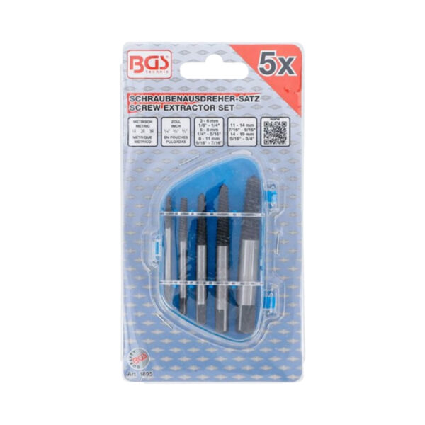 Screw Extractor Set Sizes 1 - 5 5 pcs.