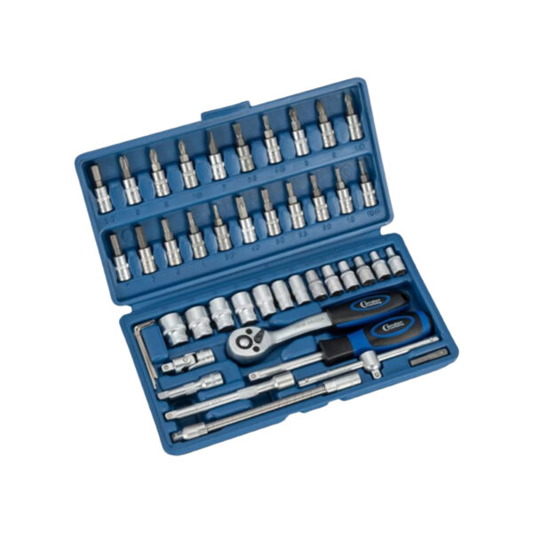 Socket wrench set 46 pcs 1/4" 6-point 4-14 mm