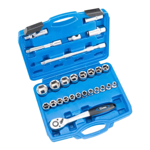 Socket wrench set 27 pcs 1/2" 6-point 8-32 mm