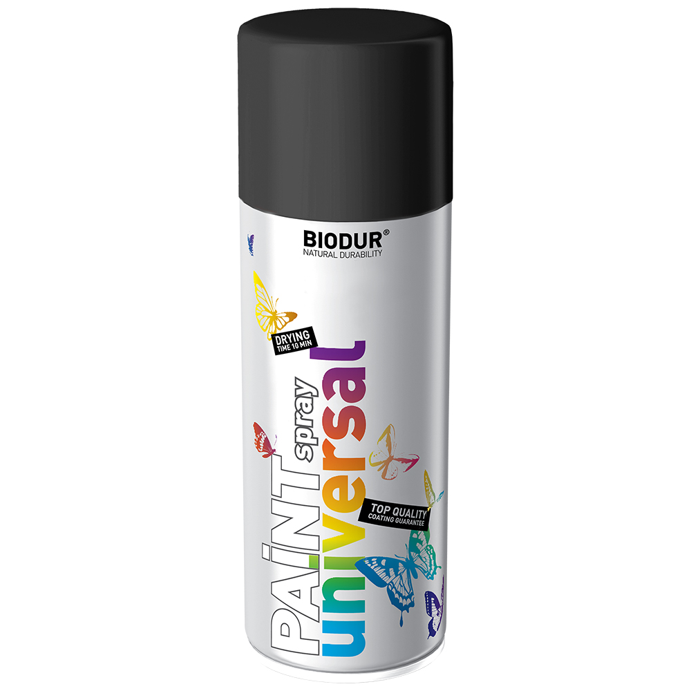 BLACK GLOSS BIODUR SPRAY PAINT 400ml RAL 9005