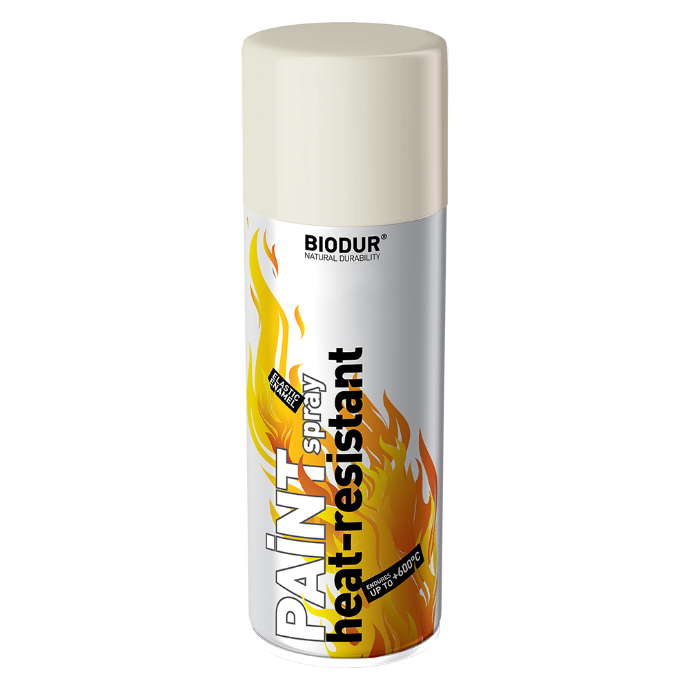WHITE HIGH HEAT RESISTANT 600°C BIODUR SPRAY PAINT 400ml